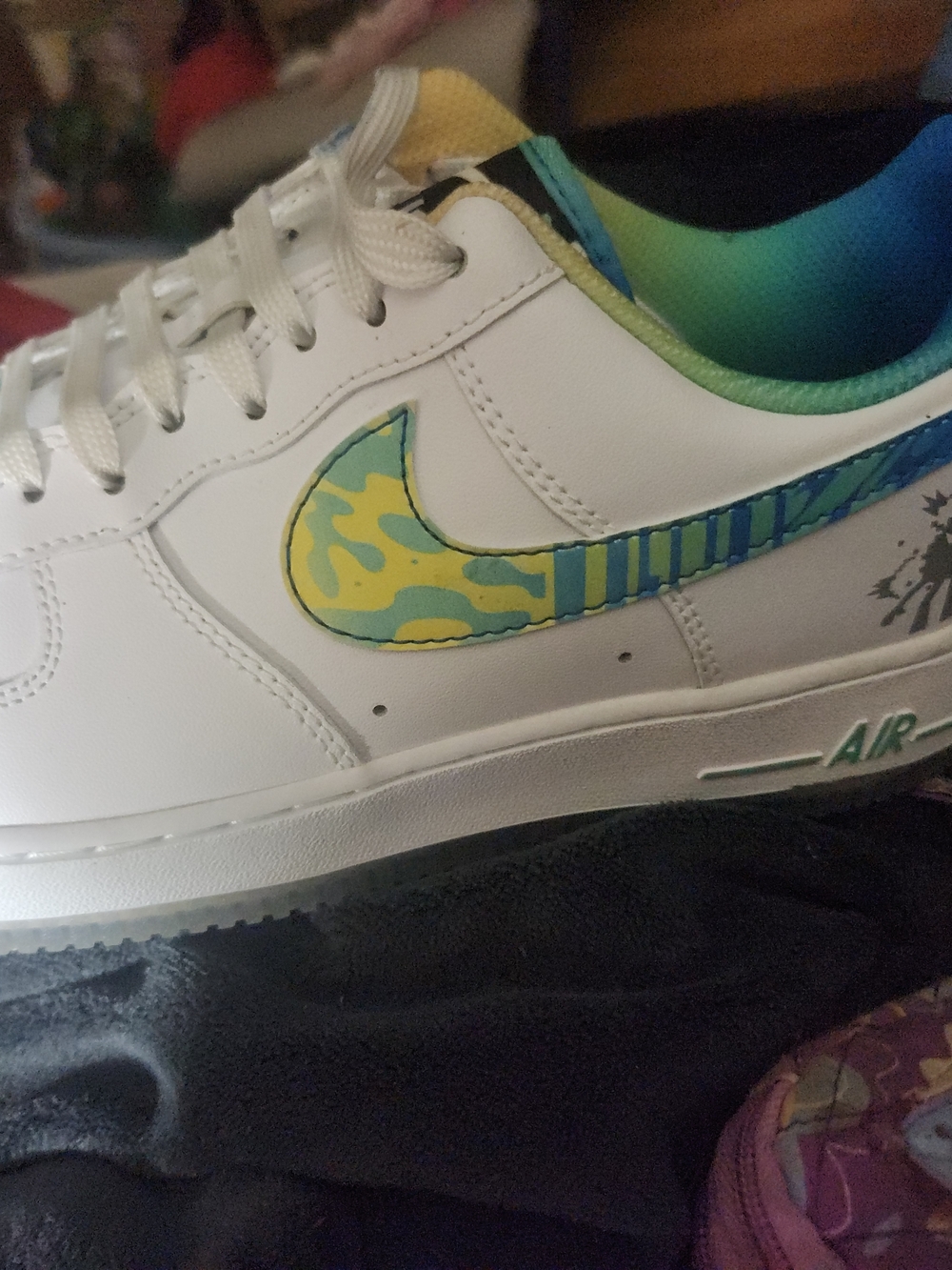 Nike Air Force 1 with Yellow & Teal Swoosh